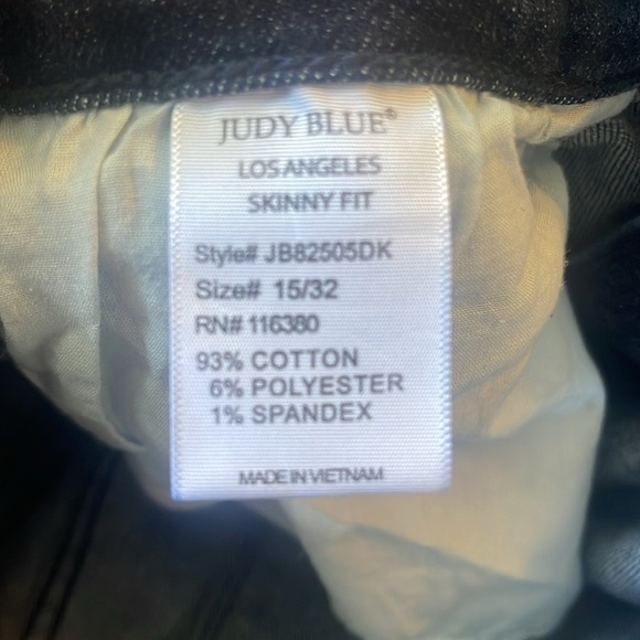 JUDY BLUE Beckley Mid Rise Skinny Jeans dark denim blue wash size 15 32 - Picture 8 of 10